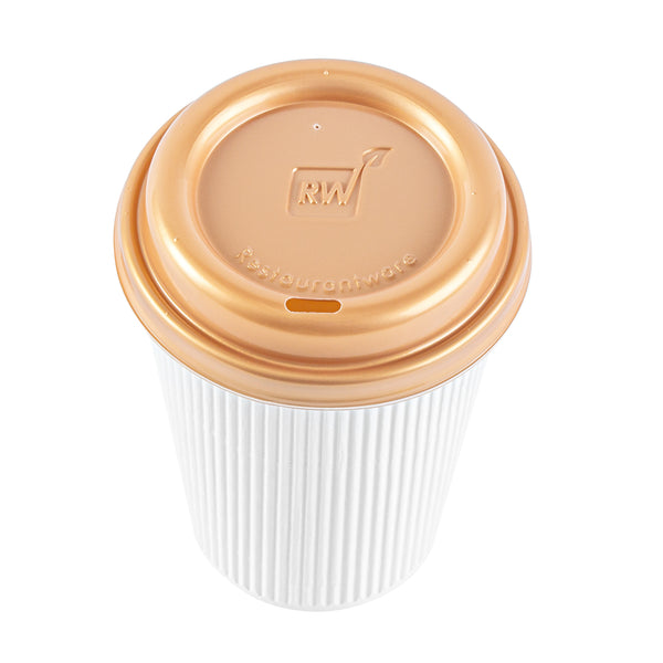 Restaurantware Restpresso Gold Plastic Coffee Cup Lid - Fits 8 12 16 And 20 Oz - 500 Count Box