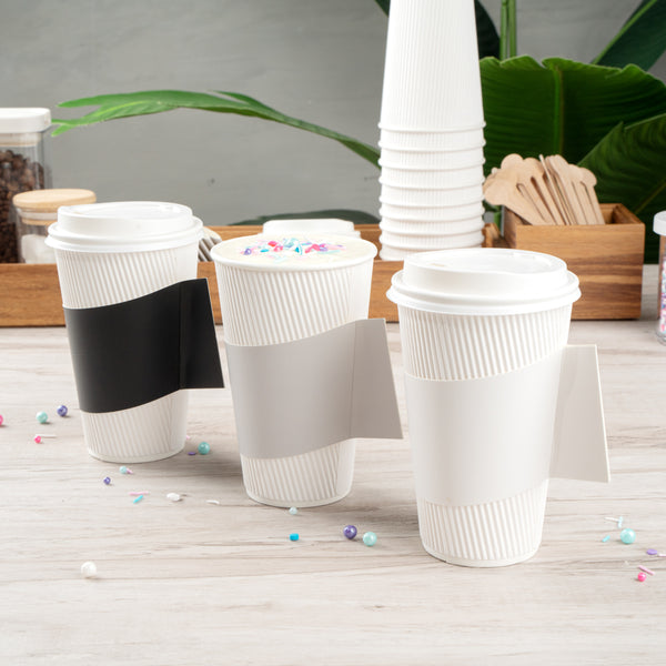 Restaurantware Restpresso Gray Paper Coffee Cup Sleeve - With Handle Fits 12 / 16 / 20 Oz Cups - 1000 Count Box