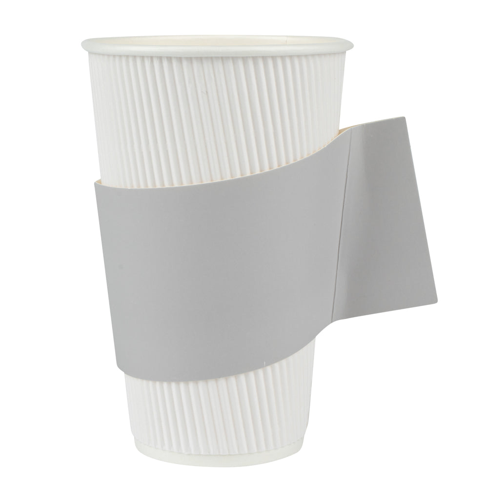 restaurantware Restpresso Gray Paper Coffee Cup Sleeve - with Handle Fits 12 / 16 / 20 oz Cups - 1000 count box
