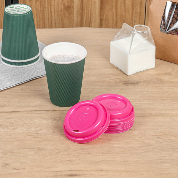 Restaurantware Restpresso Hot Pink Plastic Coffee Cup Lid - Fits 8 12 16 And 20 Oz - 500 Count Box