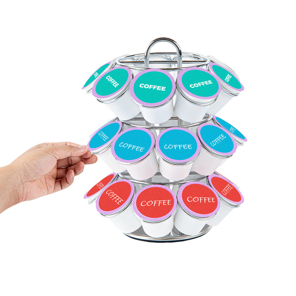 Restaurantware Restpresso Iron Coffee Pod / Capsule Holder - Revolving Holds 27 K-Cups - 6 3/4" X 6 3/4" X 8 3/4" - 1 Count Box