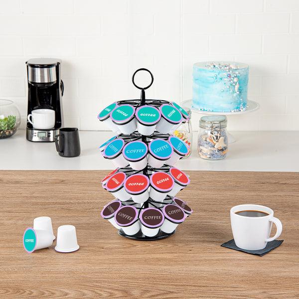 Restaurantware Restpresso Iron Coffee Pod / Capsule Holder - Revolving Holds 36 K-Cups - 7 3/4" X 7 3/4" X 13 3/4" - 1 Count Box