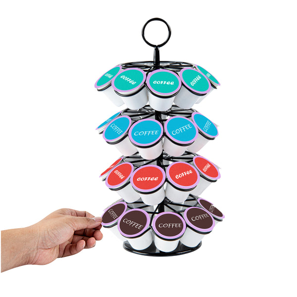 Restaurantware Restpresso Iron Coffee Pod / Capsule Holder - Revolving Holds 36 K-Cups - 7 3/4" X 7 3/4" X 13 3/4" - 1 Count Box