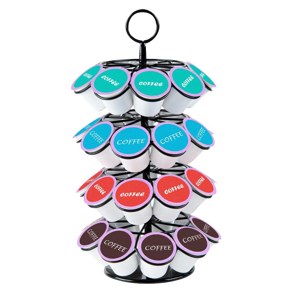 restaurantware Restpresso Iron Coffee Pod / Capsule Holder - Revolving Holds 36 K-Cups - 7 3/4" x 7 3/4" x 13 3/4" - 1 count box
