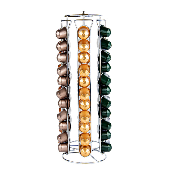 Restaurantware Restpresso Iron Coffee Pod / Capsule Holder - Revolving Holds 60 Nespresso Capsules - 5" X 5" X 16 1/4" - 1 Count Box