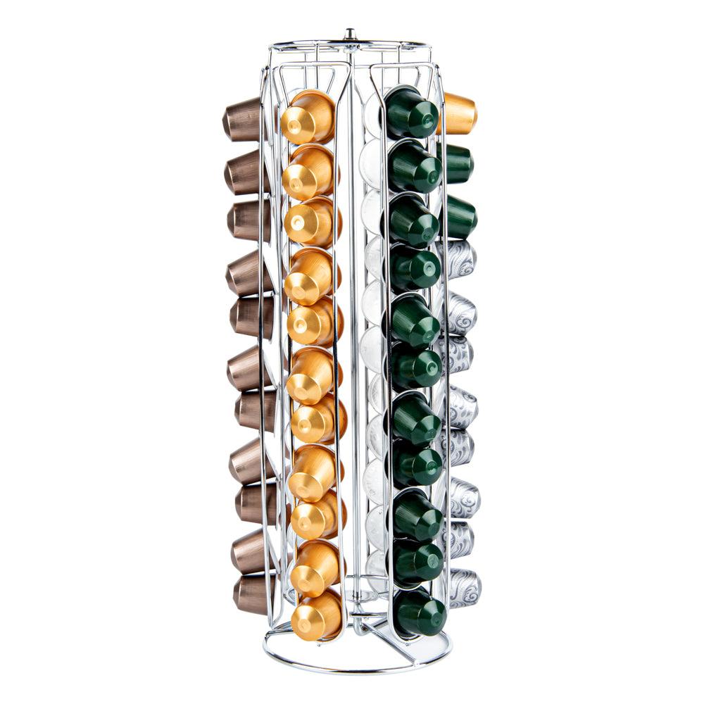 restaurantware Restpresso Iron Coffee Pod / Capsule Holder - Revolving Holds 60 Nespresso Capsules - 5" x 5" x 16 1/4" - 1 count box