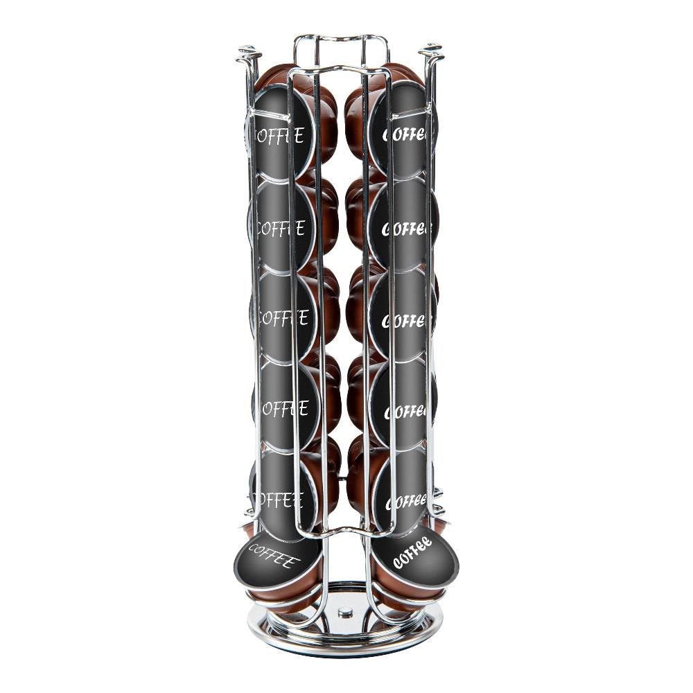 restaurantware Restpresso Iron Coffee Pod / Capsule Holder - Revolving Holds 24 Dolce Gusto Pods - 5 1/2" x 5 1/2" x 13" - 1 count box