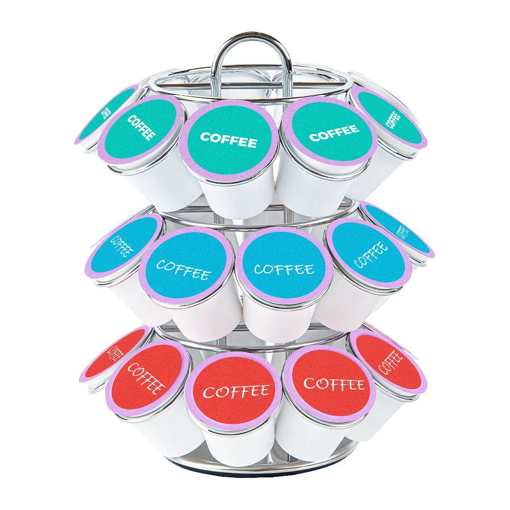restaurantware Restpresso Iron Coffee Pod / Capsule Holder - Revolving Holds 27 K-Cups - 6 3/4" x 6 3/4" x 8 3/4" - 1 count box