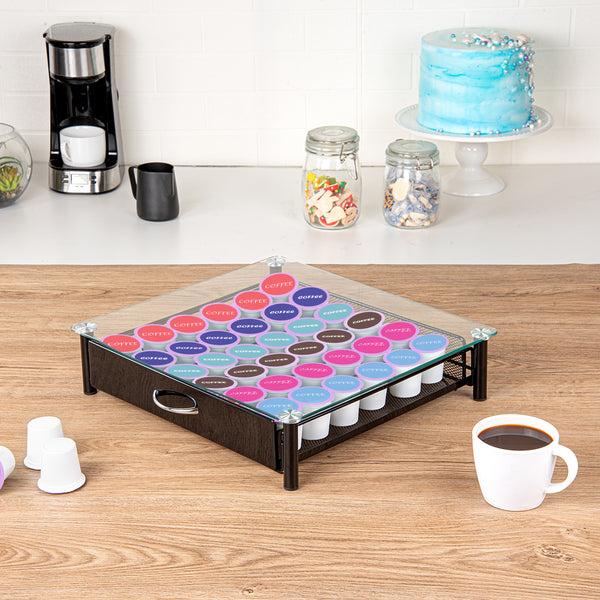 Restaurantware Restpresso Iron Coffee Pod / Capsule Storage Drawer - Holds 36 K-Cups - 15 1/4" X 13 1/2" X 3 1/4" - 1 Count Box