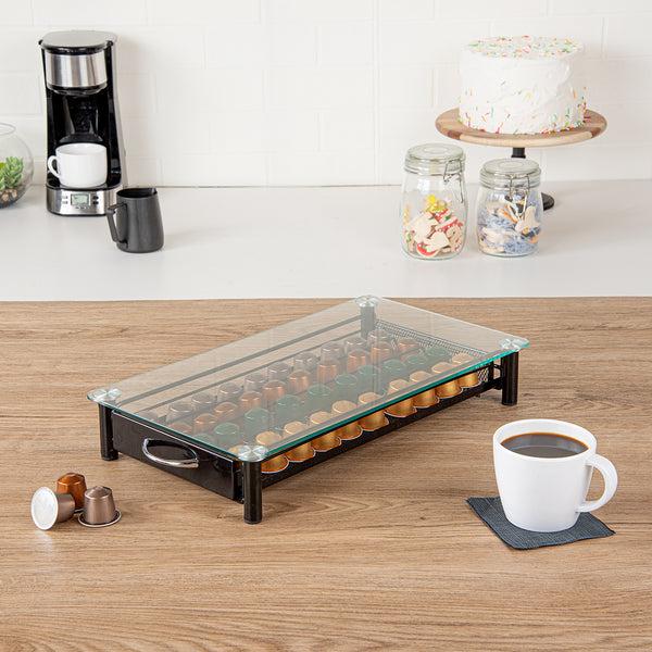 Restaurantware Restpresso Iron Coffee Pod / Capsule Storage Drawer - Holds 40 Nespresso Capsules - 16" X 9 1/4" X 2 3/4" - 1 Count Box