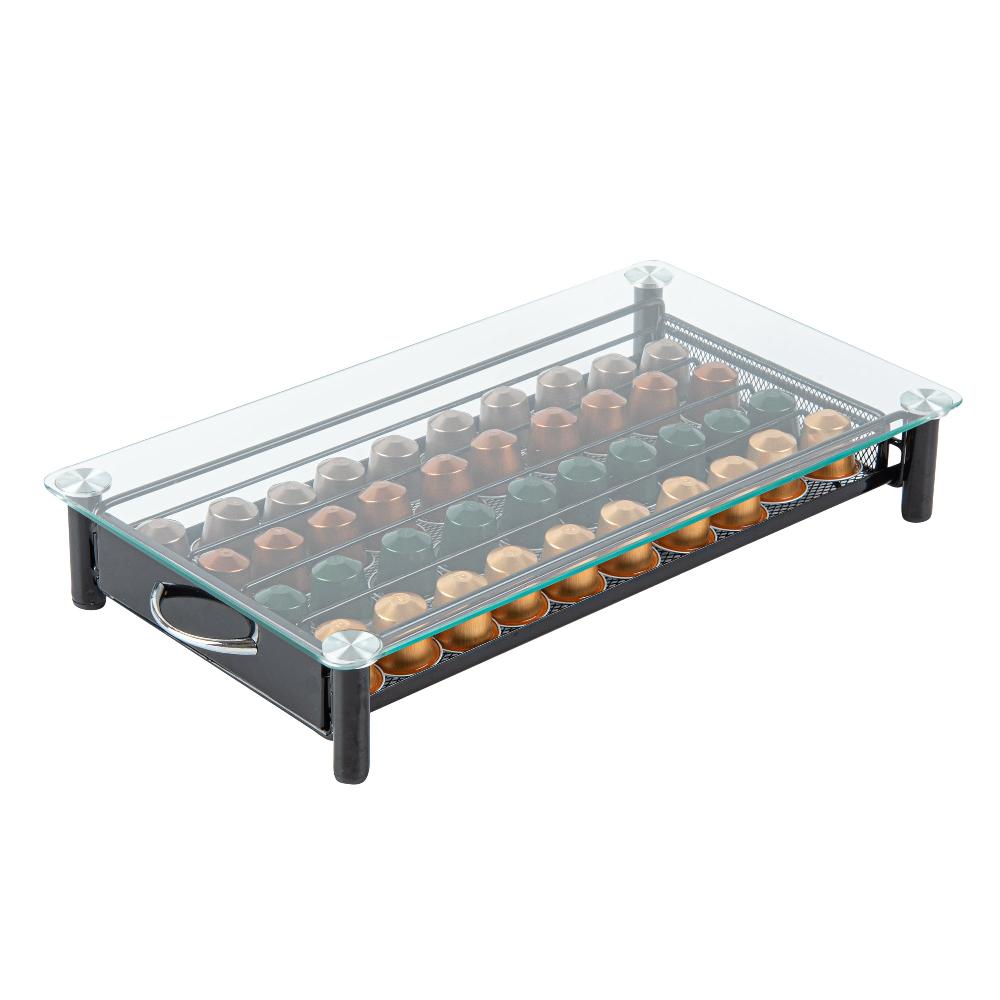 restaurantware Restpresso Iron Coffee Pod / Capsule Storage Drawer - Holds 40 Nespresso Capsules - 16" x 9 1/4" x 2 3/4" - 1 count box