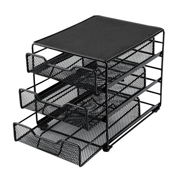 Restaurantware Restpresso Iron Coffee Pod / Capsule Storage Drawer - 3-Tier Holds 36 K-Cups - 7" X 8 1/2" X 7 1/2" - 1 Count Box