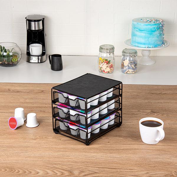 Restaurantware Restpresso Iron Coffee Pod / Capsule Storage Drawer - 3-Tier Holds 36 K-Cups - 7" X 8 1/2" X 7 1/2" - 1 Count Box