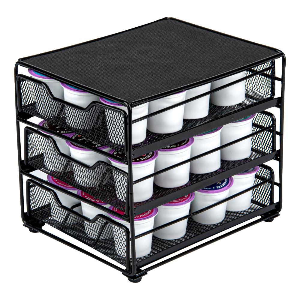 restaurantware Restpresso Iron Coffee Pod / Capsule Storage Drawer - 3-Tier Holds 36 K-Cups - 7" x 8 1/2" x 7 1/2" - 1 count box