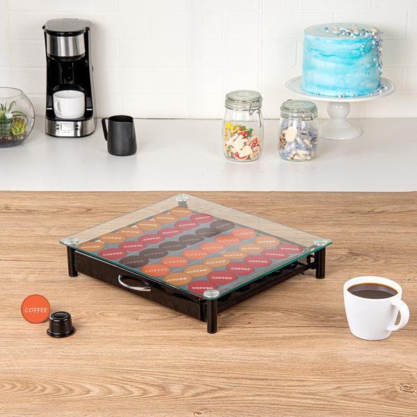 Restaurantware Restpresso Iron Coffee Pod / Capsule Storage Drawer - Holds 36 Caffitaly Or Lavazza Capsules - 14 1/4" X 12 1/4" X 2 3/4" - 1 Count Box