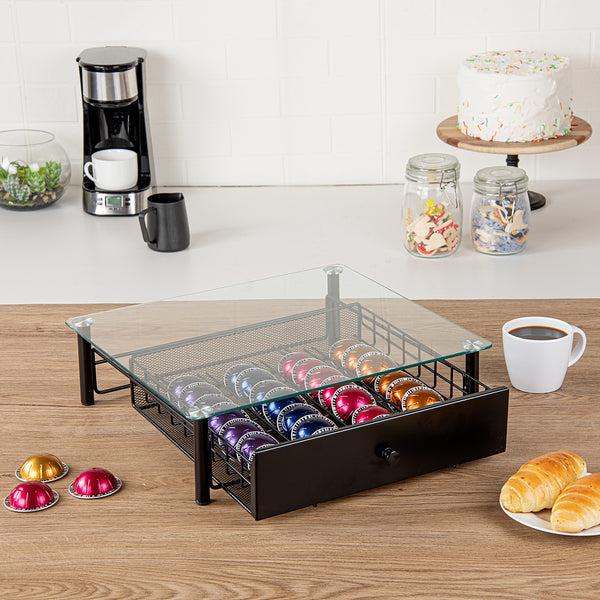 Restaurantware Restpresso Iron Coffee Pod / Capsule Storage Drawer - Holds 36 Nespresso Vertuo Capsules - 15 1/2" X 14" X 4 1/4" - 1 Count Box