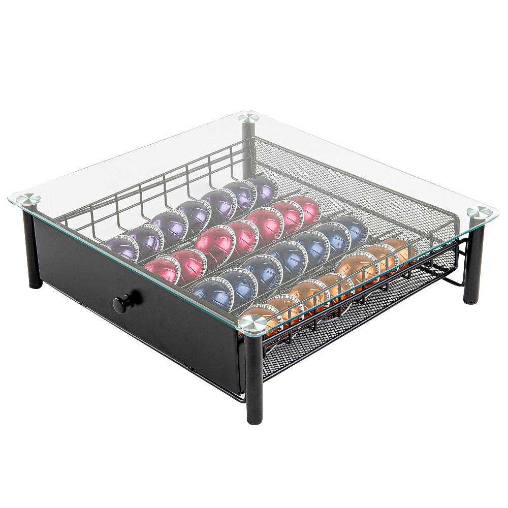 restaurantware Restpresso Iron Coffee Pod / Capsule Storage Drawer - Holds 36 Nespresso Vertuo Capsules - 15 1/2" x 14" x 4 1/4" - 1 count box
