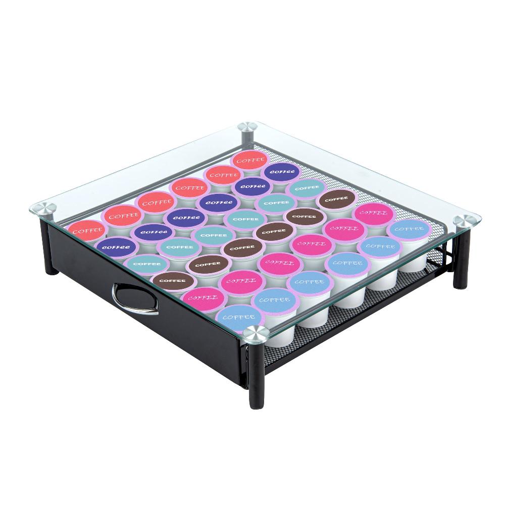 restaurantware Restpresso Iron Coffee Pod / Capsule Storage Drawer - Holds 36 K-Cups - 15 1/4" x 13 1/2" x 3 1/4" - 1 count box