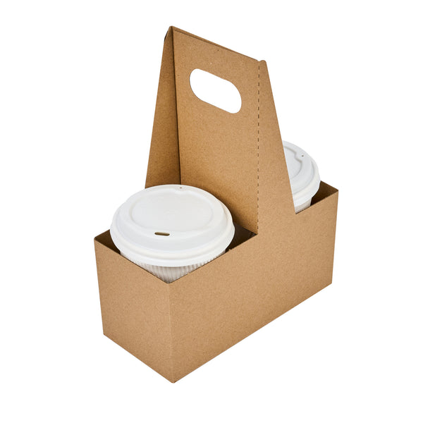 Restaurantware Restpresso Kraft Paper Altalena Drink Carrier - Fits 2 Cups - 7 1/4" X 3 1/2" X 9 1/4" - 100 Count Box