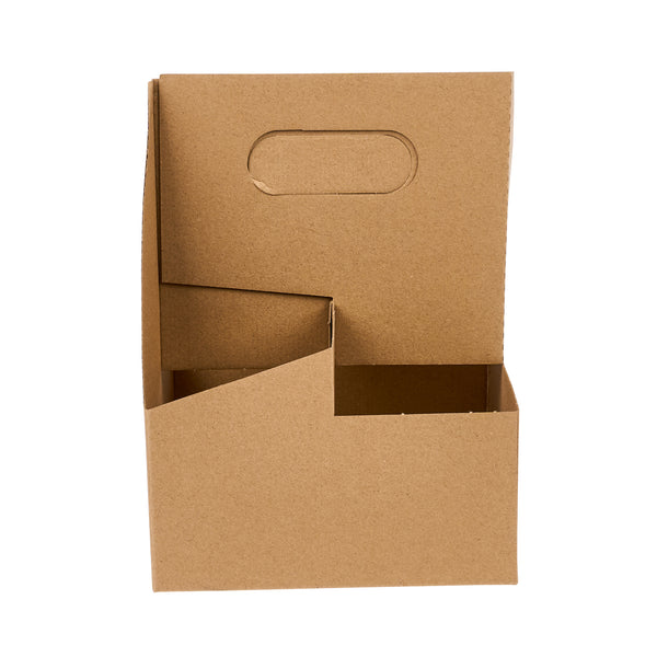 Restaurantware Restpresso Kraft Paper Altalena Drink Carrier - Fits 4 Cups - 7 1/4" X 7 1/4" X 9 1/4" - 100 Count Box