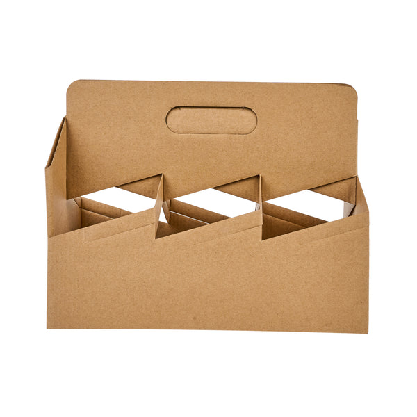 Restaurantware Restpresso Kraft Paper Altalena Drink Carrier - Fits 6 Cups - 11 3/4" X 7 3/4" X 9 1/2" - 100 Count Box