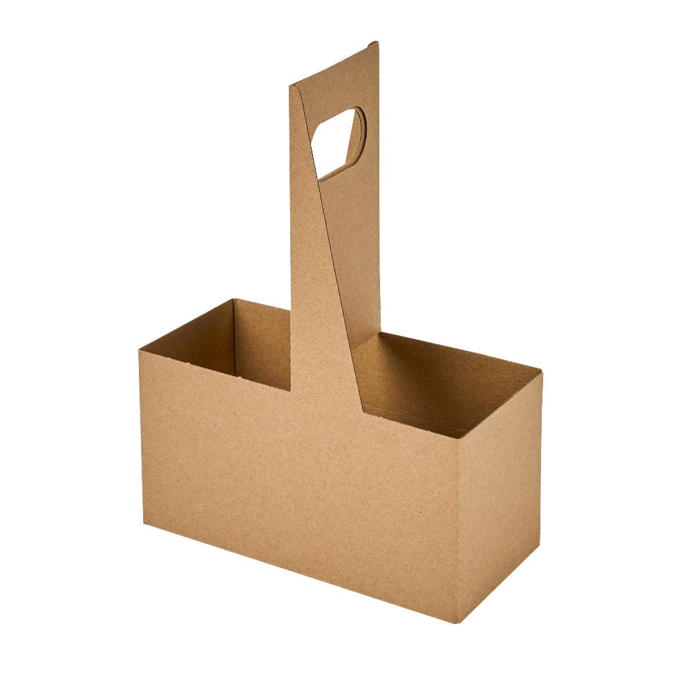 restaurantware Restpresso Kraft Paper Altalena Drink Carrier - Fits 2 Cups - 7 1/4" x 3 1/2" x 9 1/4" - 100 count box