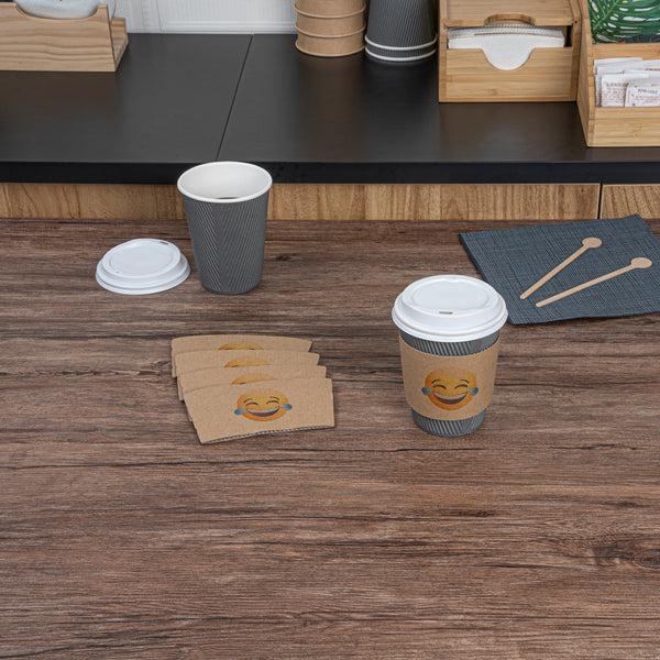 Restaurantware Restpresso Kraft Paper Crying Laughing Emoji Coffee Cup Sleeve - Fits 12 / 16 / 20 Oz Cups - 1000 Count Box