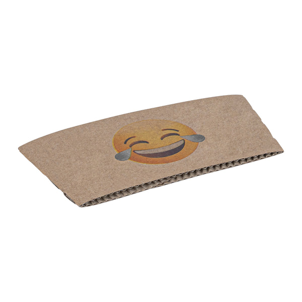 Restaurantware Restpresso Kraft Paper Crying Laughing Emoji Coffee Cup Sleeve - Fits 12 / 16 / 20 Oz Cups - 1000 Count Box