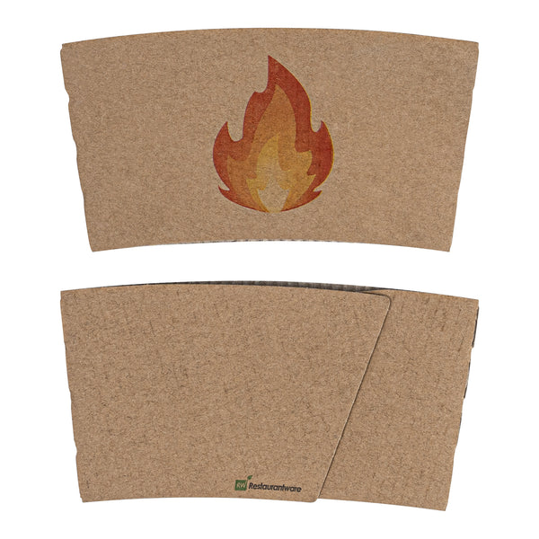 Restaurantware Restpresso Kraft Paper Fire Emoji Coffee Cup Sleeve - Fits 12 / 16 / 20 Oz Cups - 1000 Count Box