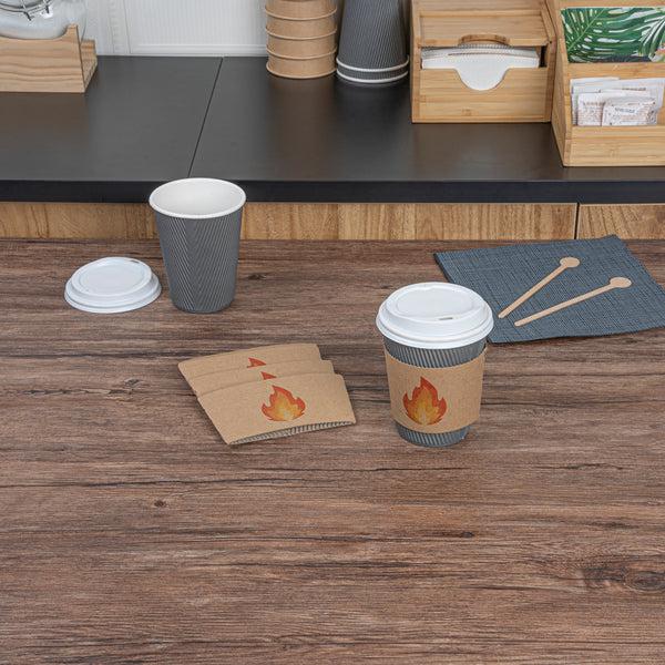 Restaurantware Restpresso Kraft Paper Fire Emoji Coffee Cup Sleeve - Fits 12 / 16 / 20 Oz Cups - 1000 Count Box