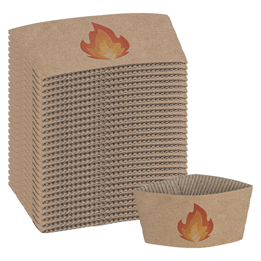 restaurantware Restpresso Kraft Paper Fire Emoji Coffee Cup Sleeve - Fits 12 / 16 / 20 oz Cups - 1000 count box