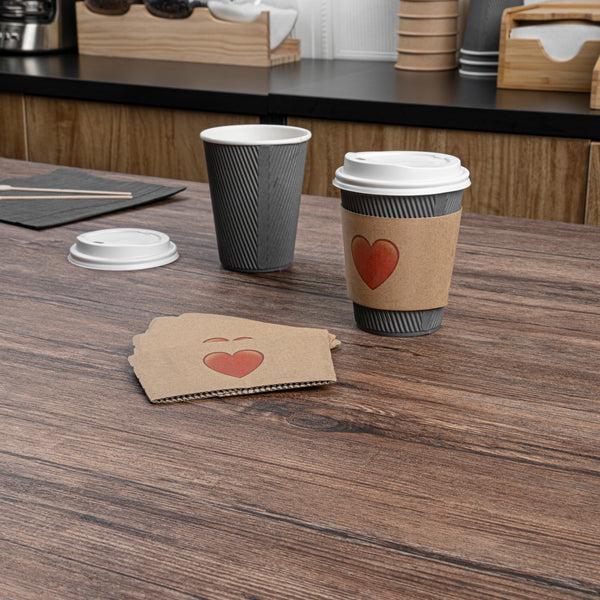 Restaurantware Restpresso Kraft Paper Heart Emoji Coffee Cup Sleeve - Fits 12 / 16 / 20 Oz Cups - 1000 Count Box