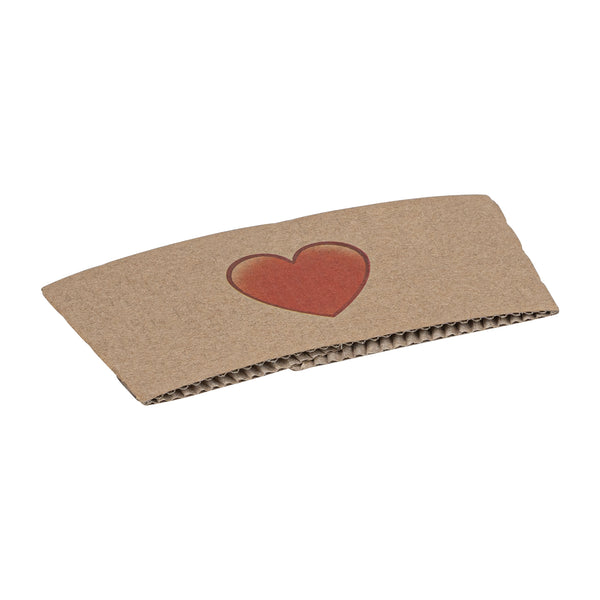Restaurantware Restpresso Kraft Paper Heart Emoji Coffee Cup Sleeve - Fits 12 / 16 / 20 Oz Cups - 1000 Count Box