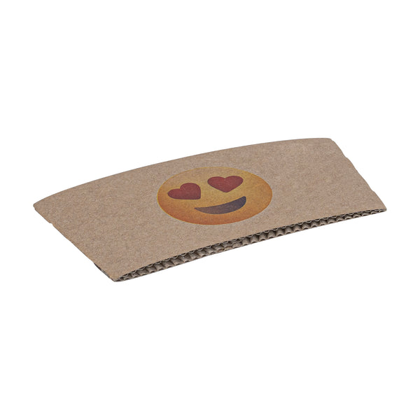 Restaurantware Restpresso Kraft Paper Heart Eyes Emoji Coffee Cup Sleeve - Fits 12 / 16 / 20 Oz Cups - 1000 Count Box