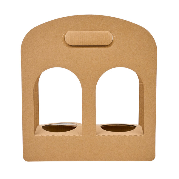 Restaurantware Restpresso Kraft Paper Sunrise Drink Carrier - Fits 2 Cups - 9 3/4" X 4" X 10 3/4" - 100 Count Box