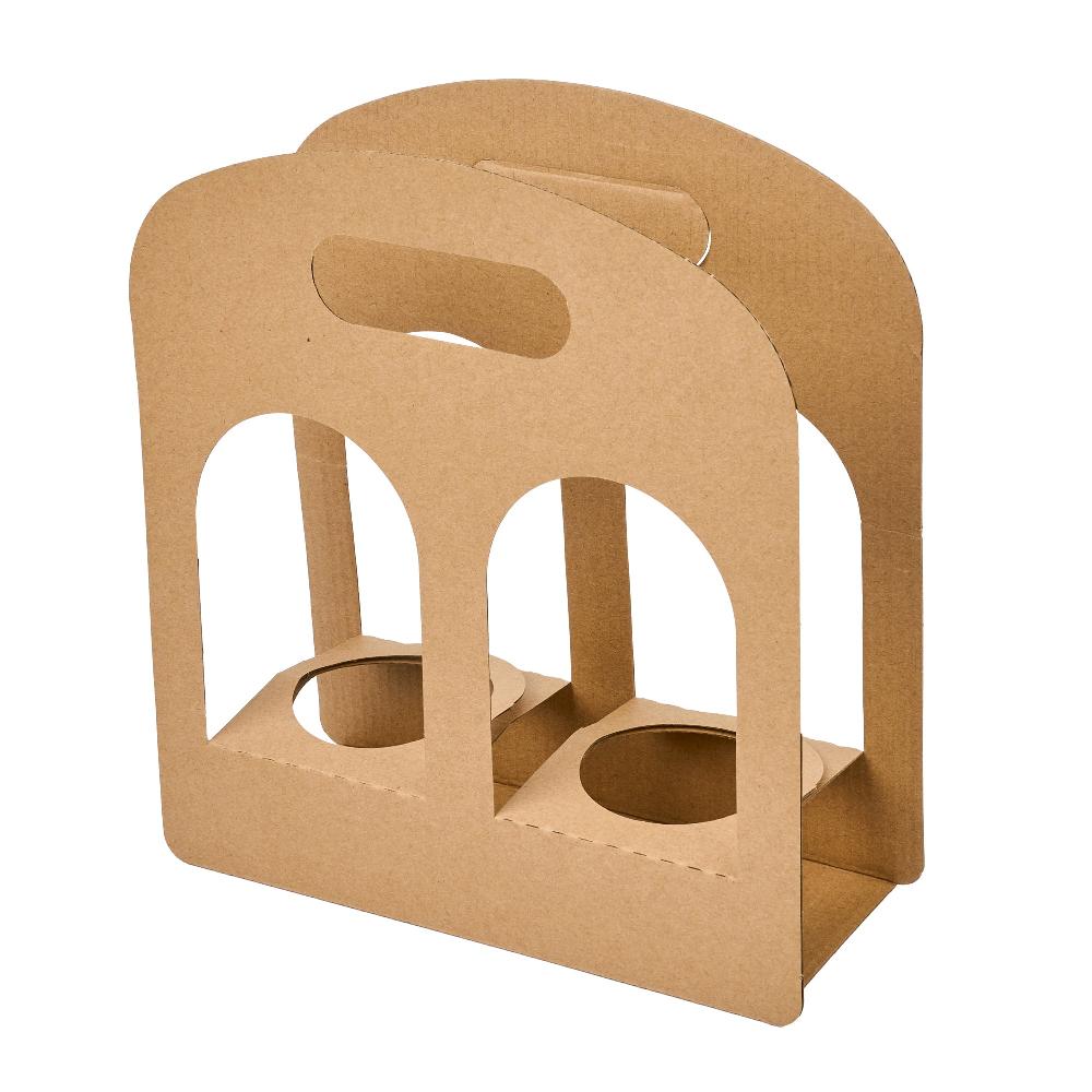restaurantware Restpresso Kraft Paper Sunrise Drink Carrier - Fits 2 Cups - 9 3/4" x 4" x 10 3/4" - 100 count box