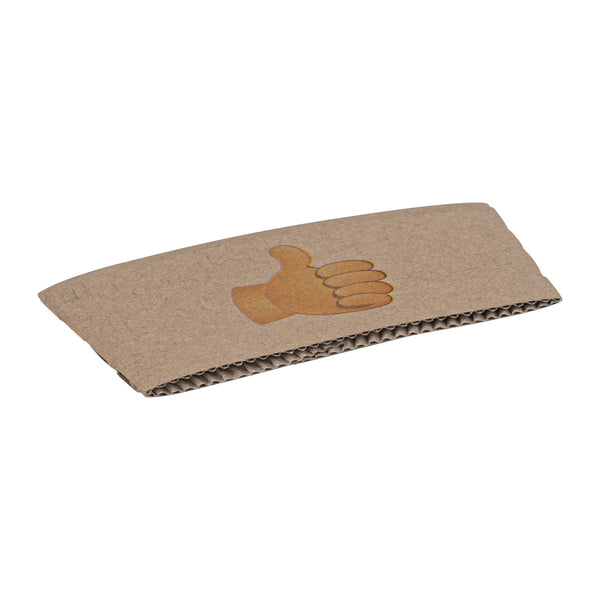 Restaurantware Restpresso Kraft Paper Thumbs Up Emoji Coffee Cup Sleeve - Fits 12 / 16 / 20 Oz Cups - 1000 Count Box