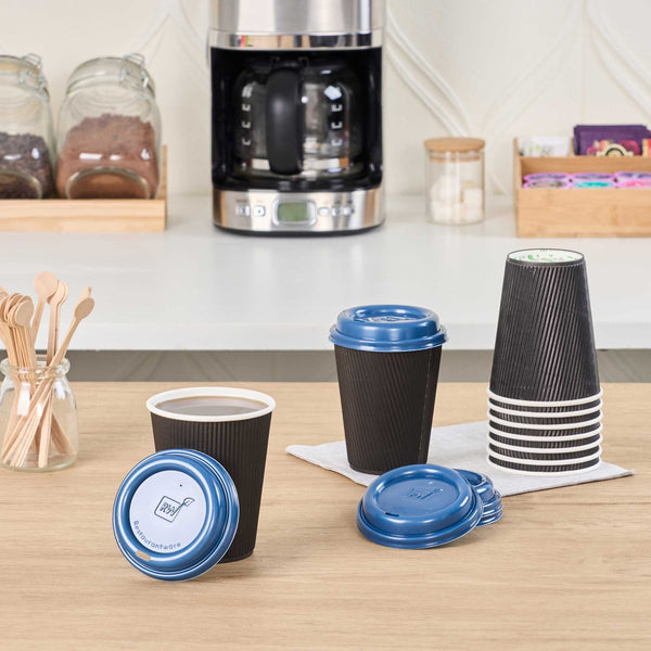 Restaurantware Restpresso Midnight Blue Plastic Coffee Cup Lid - Fits 8 12 16 And 20 Oz - 500 Count Box