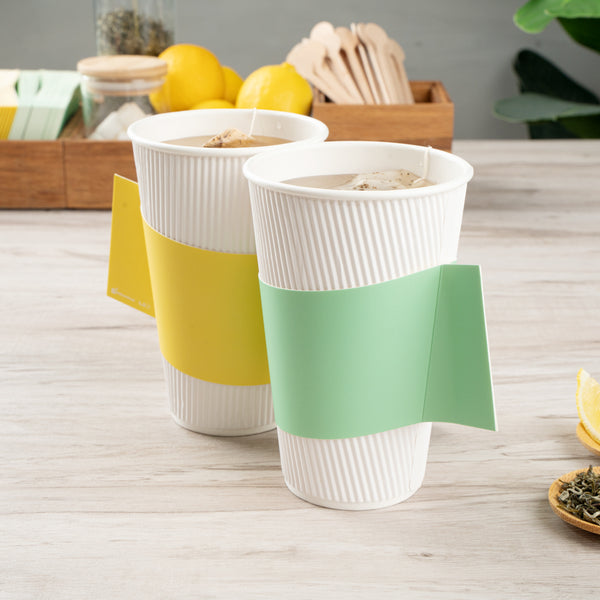 Restaurantware Restpresso Mint Green Paper Coffee Cup Sleeve - With Handle Fits 12 / 16 / 20 Oz Cups - 1000 Count Box