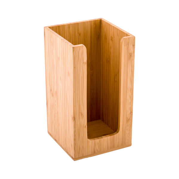 Restaurantware Restpresso Natural Bamboo Coffee Cup / Lid / Cocktail Napkin Organizer - 4 1/2" X 4 1/2" X 8" - 1 Count Box