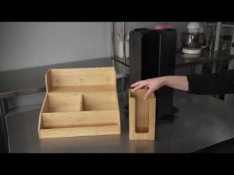 Restaurantware Restpresso Natural Bamboo Coffee Cup / Lid / Cocktail Napkin Organizer - 4 1/2" X 4 1/2" X 8" - 1 Count Box