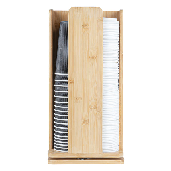 Restaurantware Restpresso Natural Bamboo Coffee Cup / Lid Organizer - 4 Section Revolving - 9" X 9" X 18" - 1 Count Box