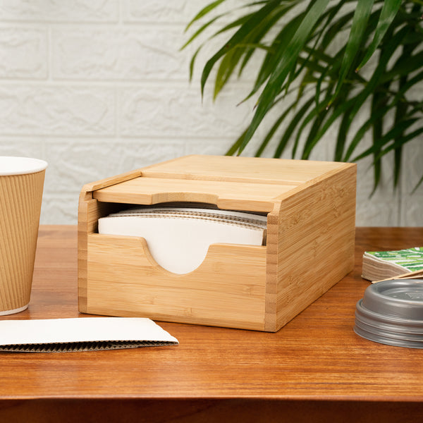 Restaurantware Restpresso Natural Bamboo Coffee Cup Sleeve Holder - 9 1/2'' X 6'' X 3.75'' - 1 Count Box