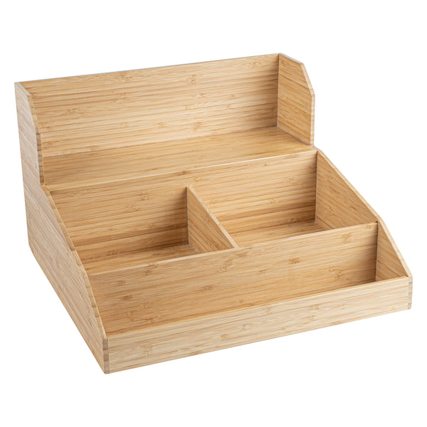 Restaurantware Restpresso Natural Bamboo Condiment / Coffee Cup / Lid Organizer - 15" X 14 1/4" X 9 1/4" - 1 Count Box