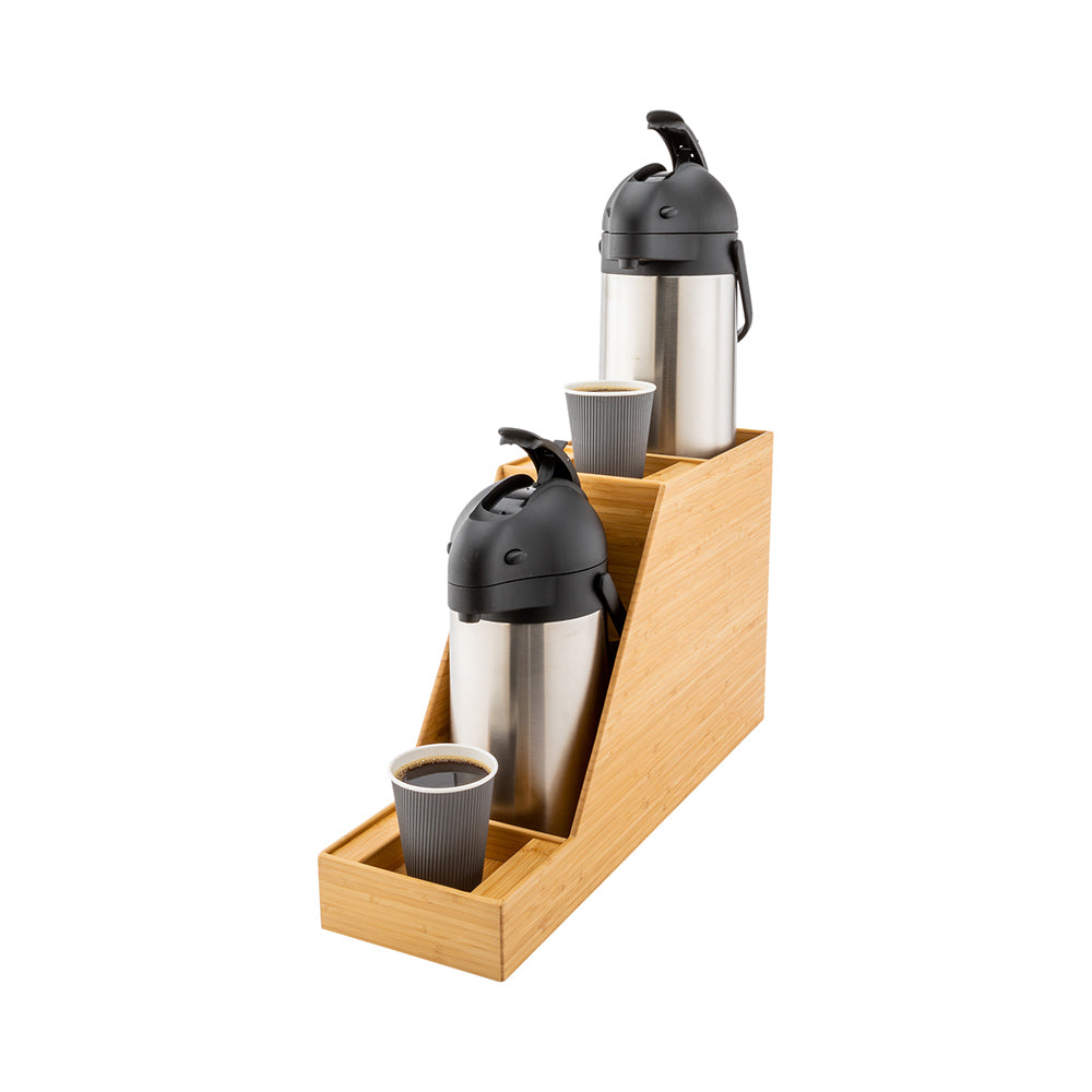 restaurantware Restpresso Natural Bamboo Dual Airpot Coffee Dispenser Display - 23 1/2" x 7" x 13 1/2" - 1 count box