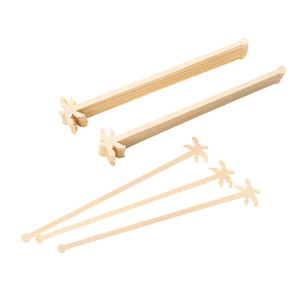 Restaurantware Restpresso Natural Bamboo Palm Tree Stirrer - 7" - 1000 Count Box