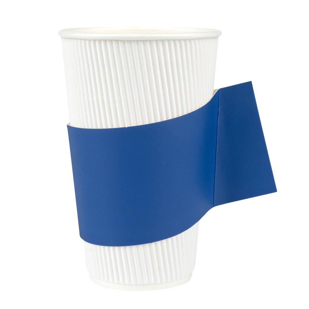 restaurantware Restpresso Navy Blue Paper Coffee Cup Sleeve - with Handle Fits 12 / 16 / 20 oz Cups - 1000 count box