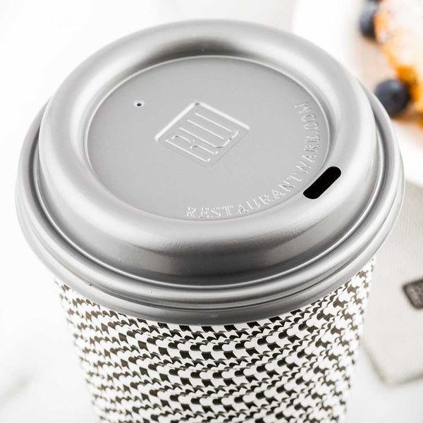 Restaurantware Restpresso Pewter Gray Plastic Coffee Cup Lid - Fits 8 12 16 And 20 Oz - 500 Count Box