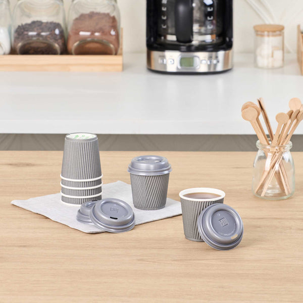 Restaurantware Restpresso Pewter Gray Plastic Coffee Cup Lid - Fits 4 Oz - 500 Count Box