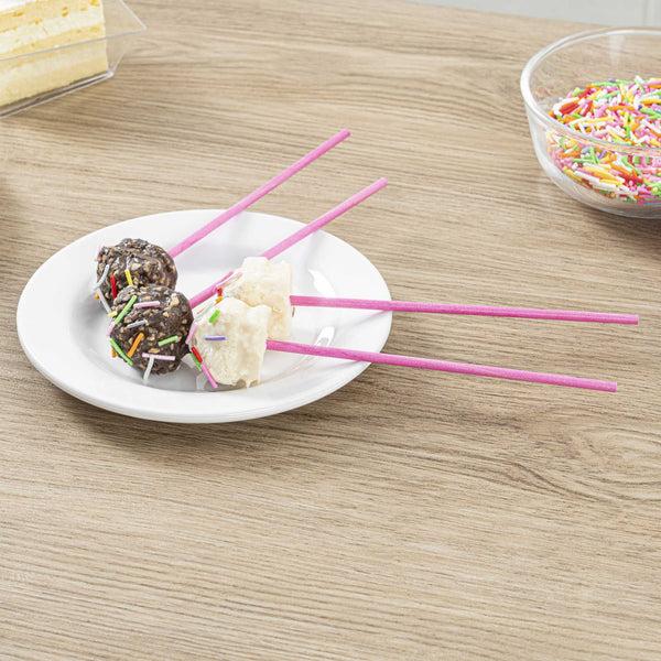 Restaurantware Restpresso Pink Paper Cake Pop And Lollipop Stick - Biodegradable - 6" X 5/32" - 100 Count Box